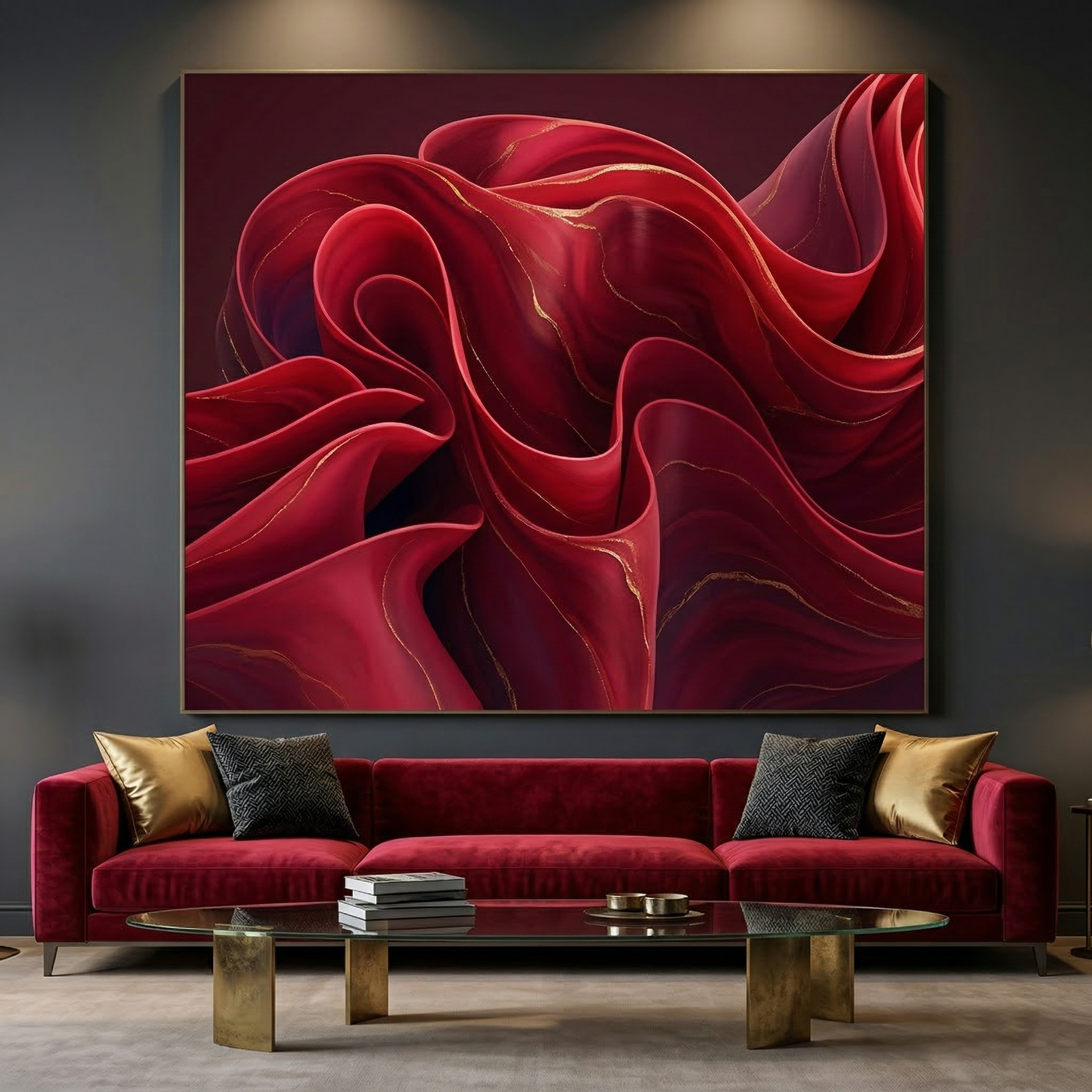 Cadre acousitique mural rouge